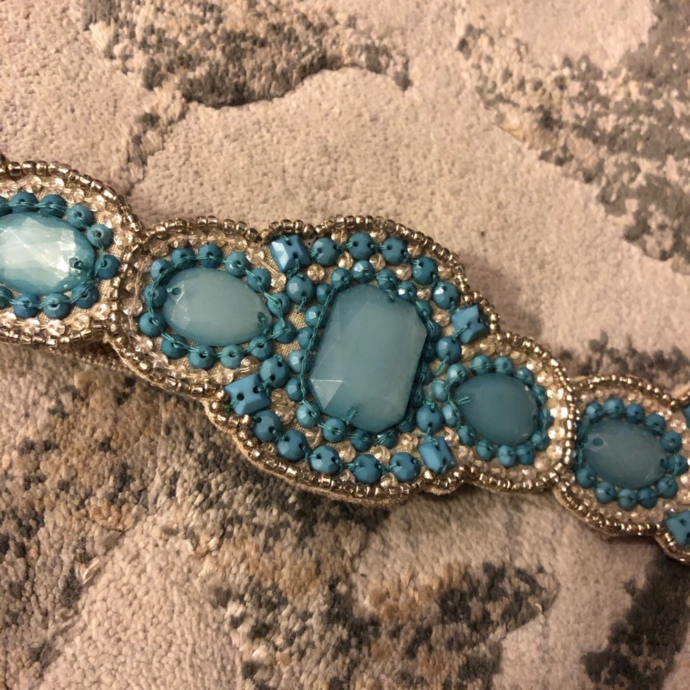 Nordstrom Turquoise & Gray S/M Beaded Waist Belt
